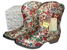 NEW Roper Ingrid Floral Metallic Snip Toe Booties Womens Multi Casual Boots 8