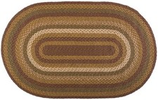 3' x 5' Eco-Friendly Braided Rug Oval Green Red Cream w/ Non-Slip Pad Tea Cabin