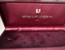 EMANUEL UNGARO scatola orologio, penna in similpelle bordeaux, Paris vintage.