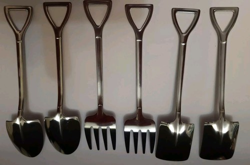 Gardeners Cutlery 6 Pieces Spoons And Forks Novelty Gift Gardener Spade Shovel - Picture 3 of 7