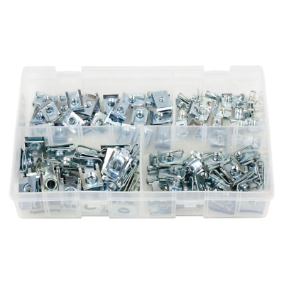 100 Stck. Sortiment Box Schornsteinmutter Clips Lug Nut Speed Befestigung U Muttern 4 mm-8 mm