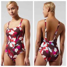 Athleta Hermosa Hero Bloom Decadent Chocolate one piece swimsuit Large NWT