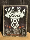 This Is A Ford V8 Motors Tin Metal Sign Trucks Vintage Winged Logo Garage Towed