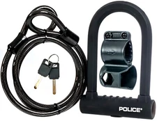 POLICE Bike U Lock With Cable Heavy Duty Bike Lock Scooter Lock w/ Keys U shape