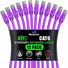 Cat 6 Ethernet Cable 8 Ft 12pack Highspeed Lan Cable Internet Cable Patch Cabl