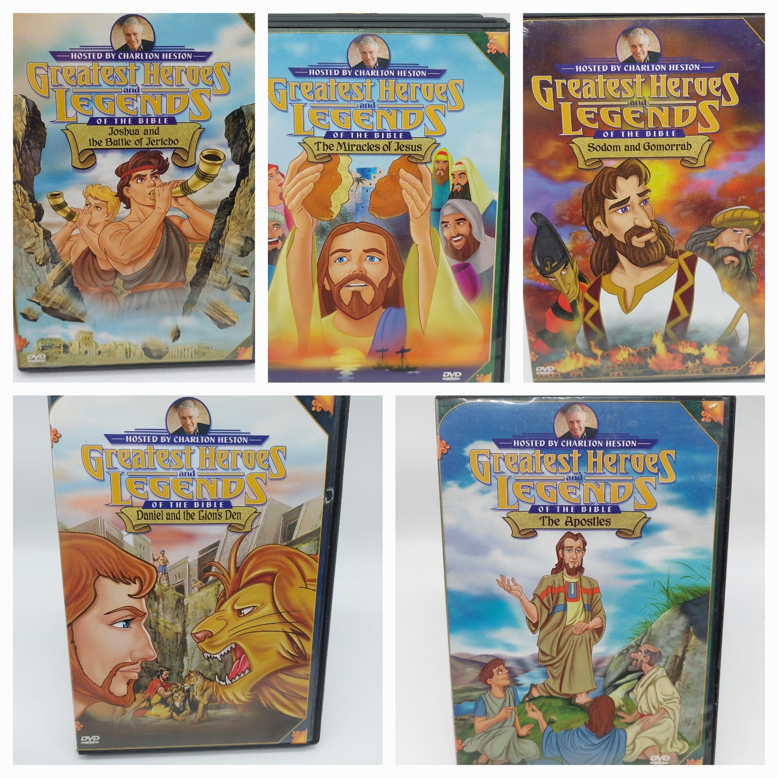 Greatest Heroes and Legends of the Bible DVD’s - Charlton Heston Lot Of 5