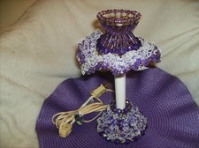 NEW ELECTRIC PURPLE BEAD LAMP NIGHT LIGHT ON/OFF CHAND 4 PC 10" x 6" MADE IN USA