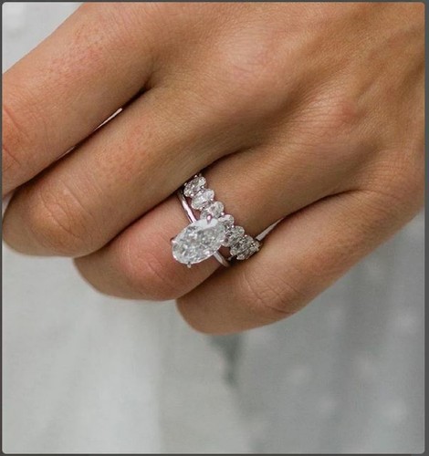 3.80ct Oval Lab Created Diamond 925 Sterling Silver Engagement Bridal ...