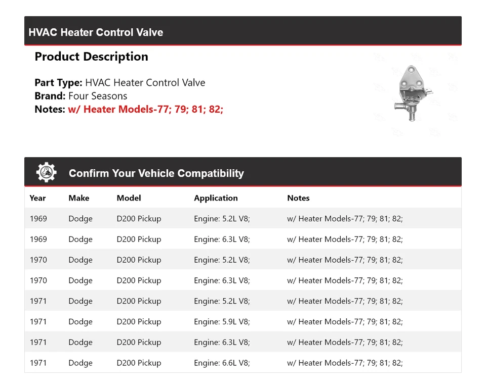 Válvula de control de calefacción HVAC para camioneta Dodge D200 1969-1971 4 estaciones 1970 Foto 2 de 4