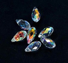 10 Clear Teardrop Beads Glass Briolette Crystal Faceted 13mm Jewelry Supplies