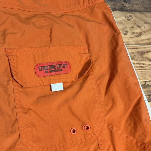 vtg 90s 00s y2k Structure Mens Orange Utility Shorts LARGE Drawstrings - Picture 5 of 5
