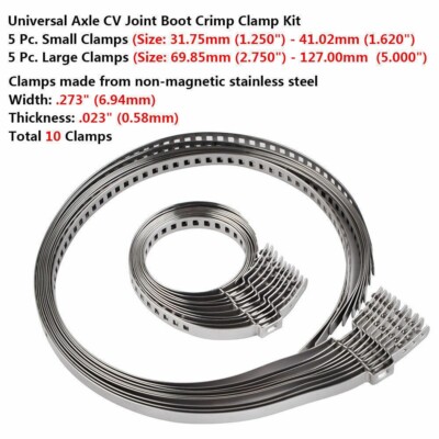 10X Universal Stainless Steel Clamps For Drive Shaft CV Joints Boat Kit