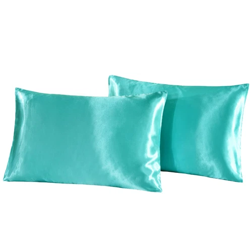 3Pcs Satin Silk Feel Fitted Sheet + Pillowcase Set Fully Elastic 12" Deep Pocket - Picture 44 of 45