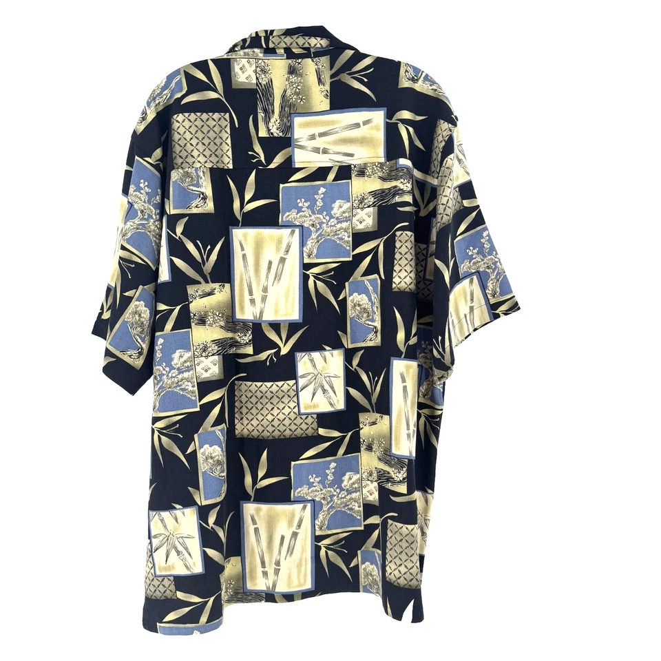 Camisa Hawaiana Joseph & Feiss 100% Seda Para Hombre Grande Azul Bambú Playa Tropical Foto 2 de 4