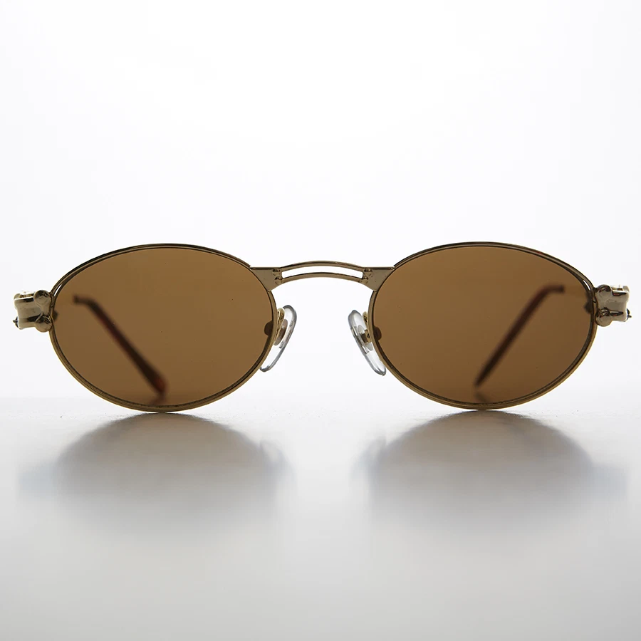 Gothic Steampunk Victorian Oval Vintage Sunglass Gold/Brown- Maxwell - Image 2 of 3