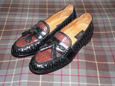 Zelli Black/Brown Tassel Loafers Genuine Crocodile/Woven  display picture 3