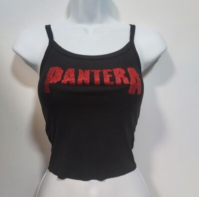 #ad #ad Pantera cropped tank top Pantera crop Top Red Glitter shirt size xs To xxl $19.20