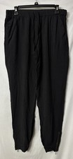 NWT Max Studio Womens Black Rayon Elastic Waist Drawtring Pants Size Medium
