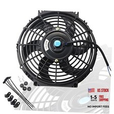 Black Universal Electric Radiator Slim Fan Push/Pull 12V 10 Inch Set of 1