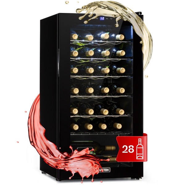 WeinküHlschrank GeträNkeküHlschrank Weinschrank 74 L GlastüR 28 Flaschen Schwarz-image