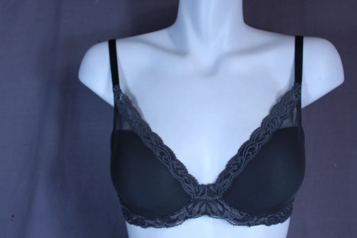 Natori 730023 Underwire Lined Feathers Contour Plunge bra size 32DD gray