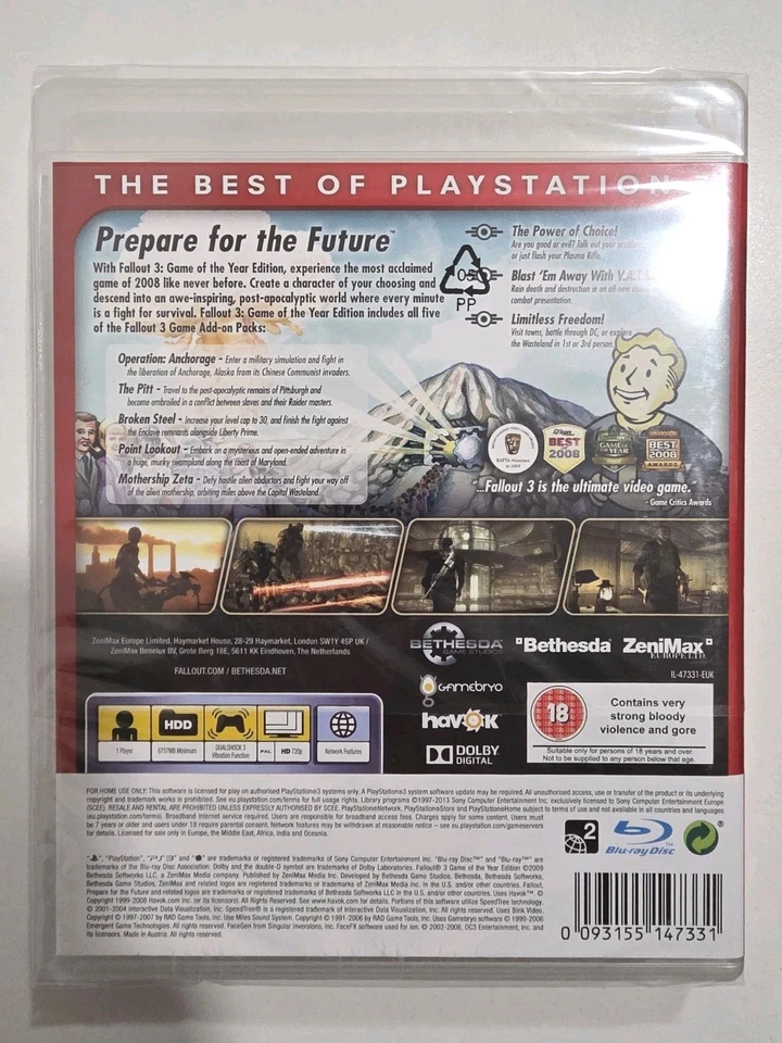 Fallout 3 Game Of The Year Edition Essentials Version PS3 New Sealed - Image 2 of 2