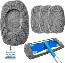 4 Pack Microfiber Mop Pads Replacement for Laminate Floor Mop - Reusable Head, F