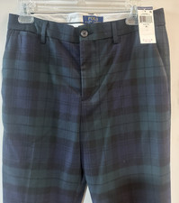 Polo Ralph Lauren Dress Pants Boys Size 20 HEAVY Navy Green Plaid