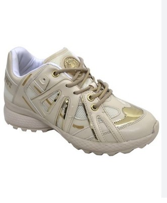 Versatile Chic Philipp Plein DISP703 Beige & Gold Unisex Sneaker EU 40