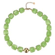 Colorful Resin Chunky Beaded Necklace for Women, Green 16-18"