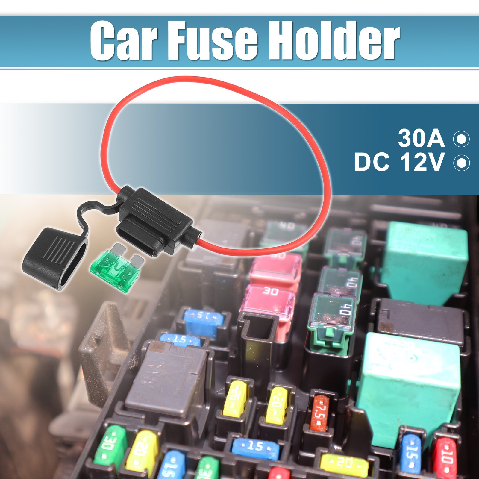 4 Set DC 12V 16AWG ATC Blade Style Inline Fuse Holder with 30A Standard Fuse