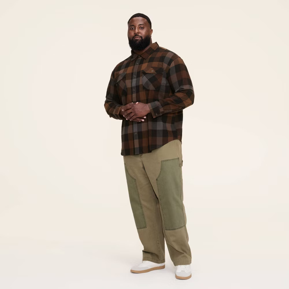 Adult Big Buffalo Check Long Sleeve Button-Down Flannel Shirt - 2290₽