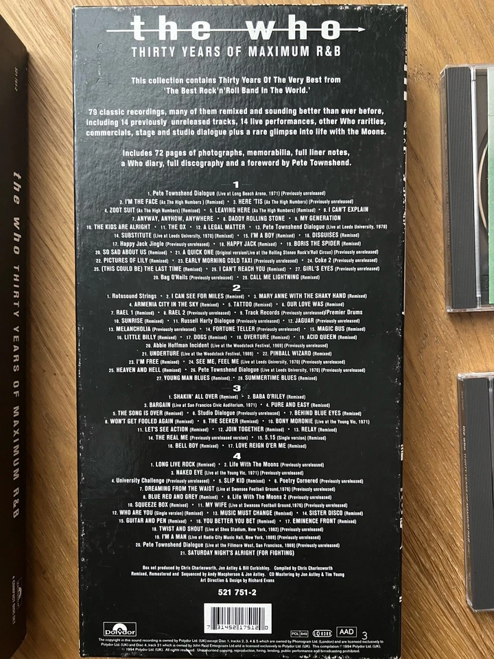 THE WHO,  Thirty Years of Maximum R&B,  4 CD Box Set - Bild 2 von 4