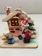 Vtg Santa Angel Wooden Diorama Retro Japan Xm...