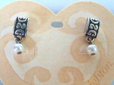 Vintage BRIGHTON Pierced Dangle Pearl Earrings LADY JANE, Original Card, Unused