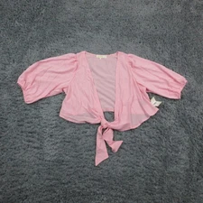 SRV x FTF Sarah Rae Vargas Blouse Womens 0 Tie Front Flowy Sleeve Cropped NWT