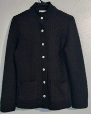 Isaac Mizrahi Quilted Black Blazer Jacket Snap Closure  Stretch Size Small