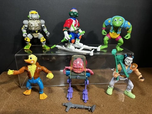 Lot 6 Vintage TMNT Playmates Hot Doggin' Mike Metalhead Genghis Krang Ace Casey