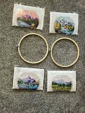 Santune 4 Sets Embroidery Kit, Cross Stitch Kits for Beginners, Needlepoint Set