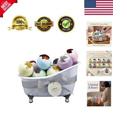 Luxury Bath Bomb Set - 10 Two-Tone Bath Fizzies Infused with Shea Cocoa Butter