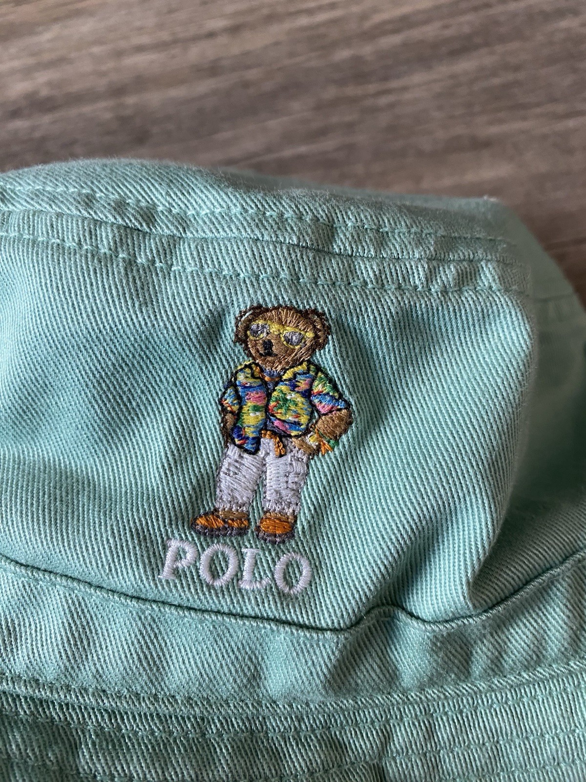 Boys Polo Ralph Lauren Green Polo Bear Bucket Hat. 2-7 One Size Teal Vintage