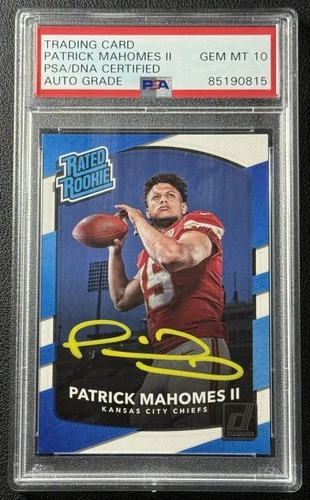 PATRICK MAHOMES II PSA AUTHENTIC 2017 PANINI DONRUSS 327 RC RATED ROOKIE 10 AUTO