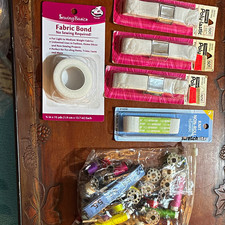 Sewing Notions Supplies Destash Lot Elastics, Fabric Bond, Thread Bobbins