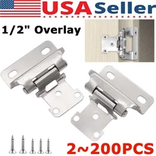 1/2" Overlay Semi Partial Wrap Kitchen Cabinet Hinges Self Closing w/ Screws Lot