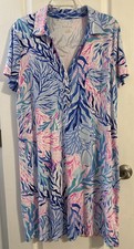 Lilly Pulitzer Sadie Polo Shirt Dress Kaleidoscope Coral XL Women’s