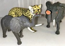 Ankyo 8" Cheetah Leopard 9" Ankyo Elephant 7" Baby Elephant PVC Safari Kids Toys