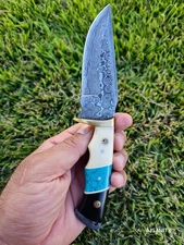 Damascus Fixed Blade Knife EDC Skinning Survival  Hunting Tactical