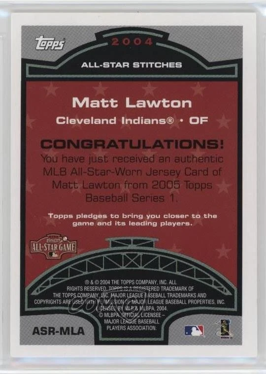 2005 Topps All-Star Stitches Matt Lawton #ASR-MLA - Image 2 of 2
