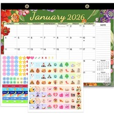 Desk Calendar 2026, Anti-Ink Bleed, Plastic Cover, Ample Space, Through June ...