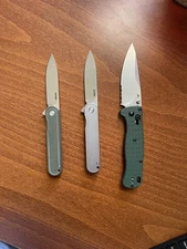 3 Folding Knives Olitans T025, Olitans G040 And Flissa 4.5” Folder.  Open Box
